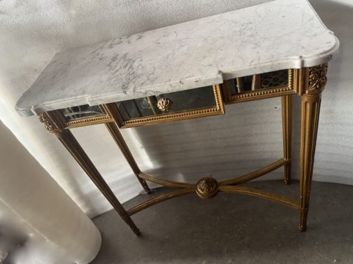 1970′ Console In Golden Wood Style Louis 16 + Mirror - Image 11