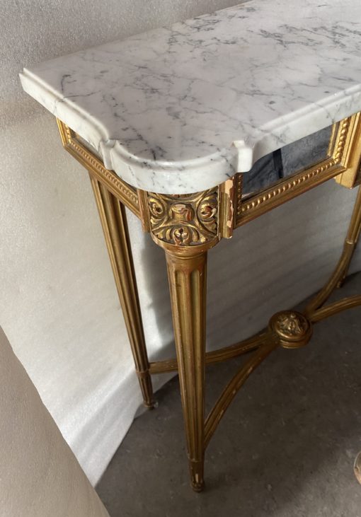 1970′ Console In Golden Wood Style Louis 16 + Mirror - Image 10