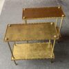 1950/70′ Paire De Bouts De Canapé Rectangulaires Maison Baguès Laiton et Bronze Plateaux Feuilles d or Fixées Sous Verre 61 X 31cm – Image 12