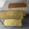 1950/70′ Paire De Bouts De Canapé Rectangulaires Maison Baguès Laiton et Bronze Plateaux Feuilles d or Fixées Sous Verre 61 X 31cm – Image 10