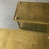 1950/70′ Paire De Bouts De Canapé Rectangulaires Maison Baguès Laiton et Bronze Plateaux Feuilles d or Fixées Sous Verre 61 X 31cm – Image 8