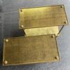 1950/70′ Paire De Bouts De Canapé Rectangulaires Maison Baguès Laiton et Bronze Plateaux Feuilles d or Fixées Sous Verre 61 X 31cm – Image 7