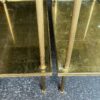 1950/70′ Paire De Bouts De Canapé Rectangulaires Maison Baguès Laiton et Bronze Plateaux Feuilles d or Fixées Sous Verre 61 X 31cm – Image 4