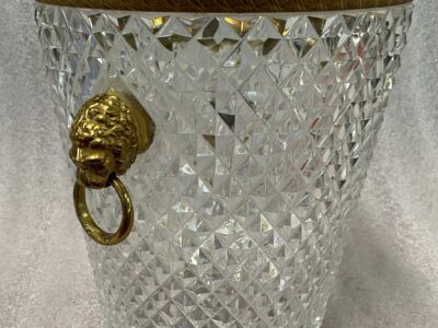 1950-70' Crystal St Louis And Gilt Bronze Champagne Bucket With Lion's Heads