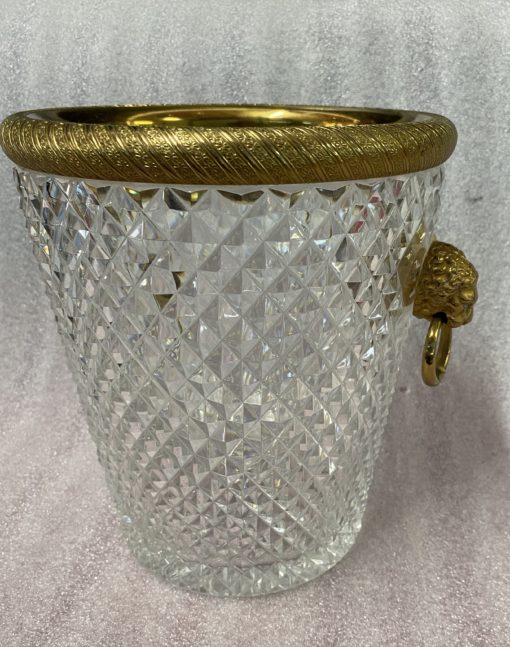 1950-70' Crystal St Louis And Gilt Bronze Champagne Bucket With Lion's Heads - Image 5