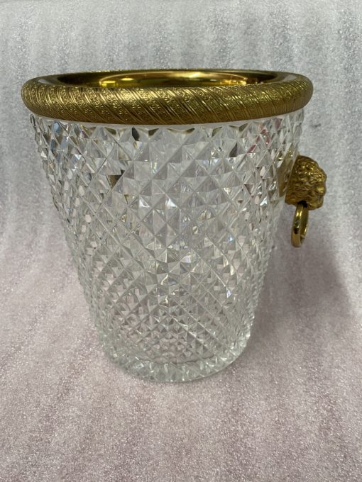 1950-70' Crystal St Louis And Gilt Bronze Champagne Bucket With Lion's Heads - Image 4