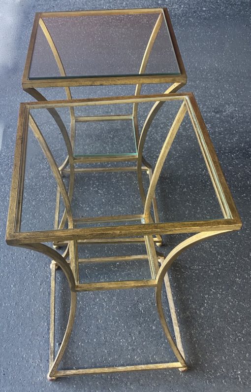 1950/70 Paire de Guéridons Par Roger Thibier En Fer Forgé Doré A l ' Or – Image 3