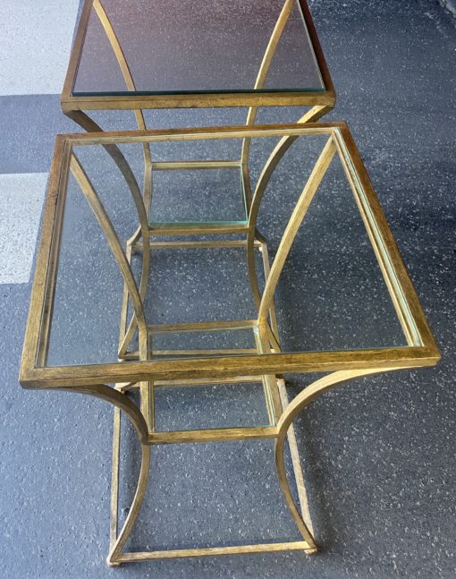 1950/70 Paire de Guéridons Par Roger Thibier En Fer Forgé Doré A l ' Or – Image 2