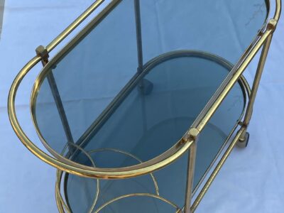 1970′ Art Nouveau Style Rolling Bar in Golden Brass Maison Jansen
