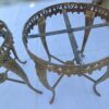 1970′ Pair of Gilt Bronze Stands LXV Style Onyx Marquetry Trays H 46, Ø 37 cm - Image 10