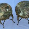 1970′ Pair of Gilt Bronze Stands LXV Style Onyx Marquetry Trays H 46, Ø 37 cm - Image 8