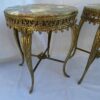 1970′ Pair of Gilt Bronze Stands LXV Style Onyx Marquetry Trays H 46, Ø 37 cm - Image 6