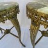 1970′ Pair of Gilt Bronze Stands LXV Style Onyx Marquetry Trays H 46, Ø 37 cm - Image 4