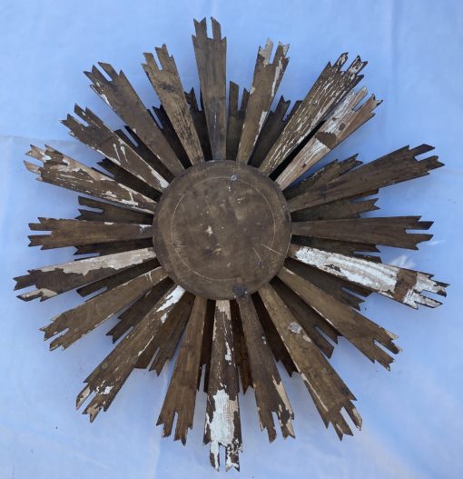 1950′ Sun Oxidized Mirror 2 Floors Patinated Golden Wood 75 Cm In Diameter - Image 3