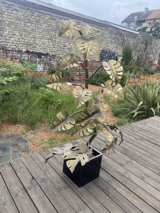 1970′ Vegetal Sculpture Philodendron By Teychoueres For Maison Jansen Paris 205 H X  Ø 100 cm