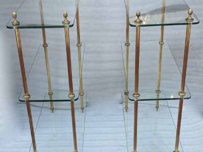 1970′ Pair Of Shelves At 3 Levels In The Style Of Maison Baguès Bronze And Glass 72 x 26.5 X H 83.5 cm