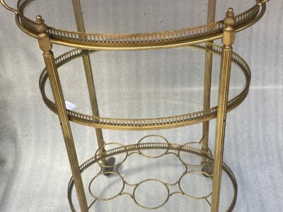 1970' Maison Baguès Rolling Trolley in Golden Brass 3 Floors