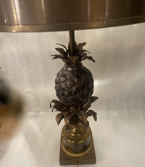 1950/70 Paire De Lampes Ou Similaires à l’Ananas en Bronze, Abat-jour en Laiton, Signée Charles & Fils Made In France – Image 7