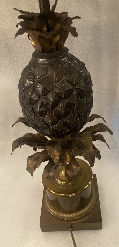 1950/70 Paire De Lampes Ou Similaires à l’Ananas en Bronze, Abat-jour en Laiton, Signée Charles & Fils Made In France – Image 4