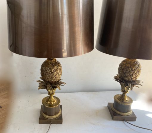 1950/70 Paire De Lampes  à l’Ananas en Bronze, Abat-jour en Laiton, Signée Charles & Fils Made In France ,Modéle Unique De Commande – Image 20