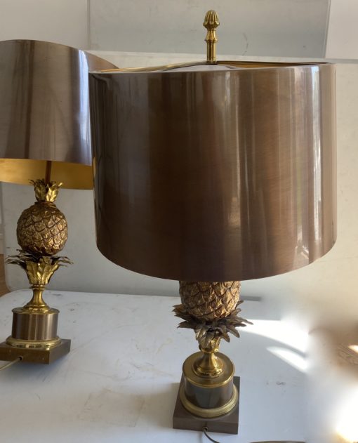 1950/70 Paire De Lampes  à l’Ananas en Bronze, Abat-jour en Laiton, Signée Charles & Fils Made In France ,Modéle Unique De Commande – Image 10