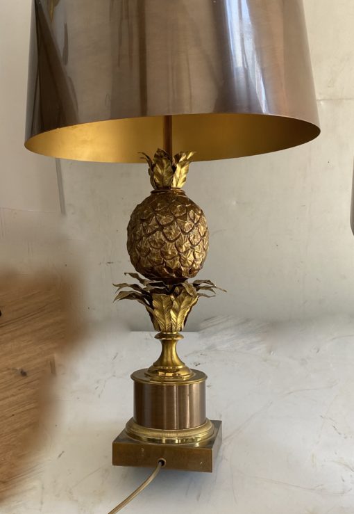 1950/70 Paire De Lampes  à l’Ananas en Bronze, Abat-jour en Laiton, Signée Charles & Fils Made In France ,Modéle Unique De Commande – Image 9