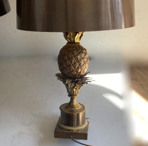 1950/70 Paire De Lampes  à l’Ananas en Bronze, Abat-jour en Laiton, Signée Charles & Fils Made In France ,Modéle Unique De Commande – Image 6