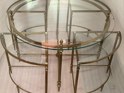 1970' Maison Bagués Or Jansen Coffee Table In Bronze And Its 4 Tables Ø 80 cm