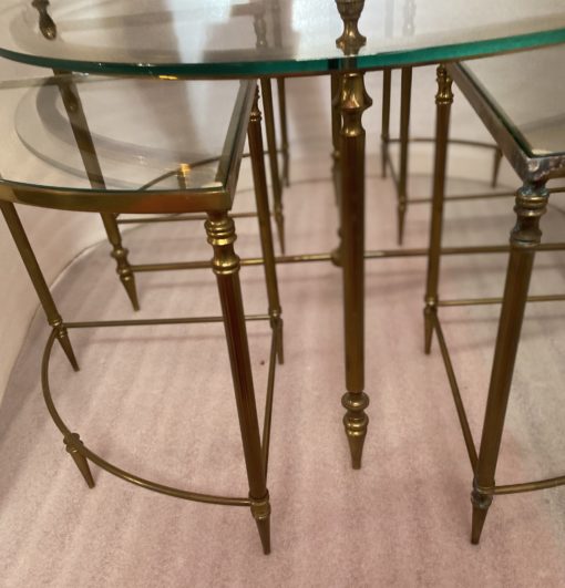 1970' Table Basse Maison Bagués Ou Jansen En Bronze Et Ses 4 Tables Ø 80 cm – Image 7