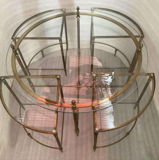 1970' Table Basse Maison Bagués Ou Jansen En Bronze Et Ses 4 Tables Ø 80 cm – Image 6