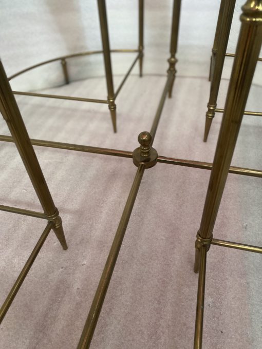 1970' Table Basse Maison Bagués Ou Jansen En Bronze Et Ses 4 Tables Ø 80 cm – Image 2