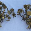 1880′ Paire d’Appliques en Bronze Doré Patiné à Décor Floral 5 Bras de Lumière