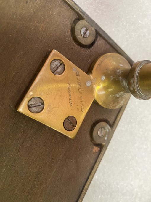 1950/70′  Bout de Canapé Bronze, Plateau Marbre Ou Onyx Bleu  Et Rouille  Maison Charles Signé Avec Entretoise – Image 13