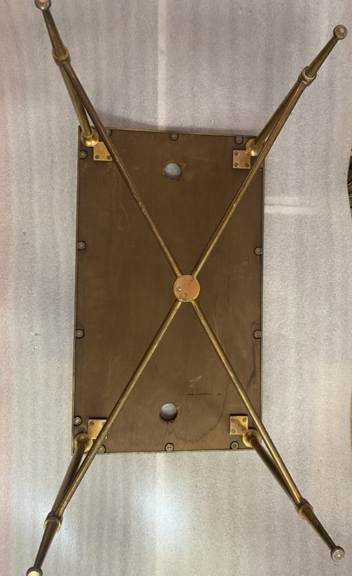 1950/70′  Bout de Canapé Bronze, Plateau Marbre Ou Onyx Bleu  Et Rouille  Maison Charles Signé Avec Entretoise – Image 12