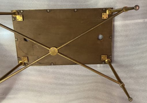 1950/70′  Bout de Canapé Bronze, Plateau Marbre Ou Onyx Bleu  Et Rouille  Maison Charles Signé Avec Entretoise – Image 11
