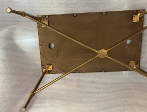 1950/70′  Bout de Canapé Bronze, Plateau Marbre Ou Onyx Bleu  Et Rouille  Maison Charles Signé Avec Entretoise – Image 10