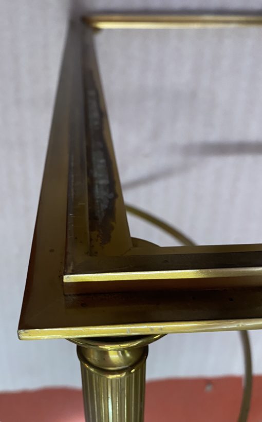 1950/70′ Paire de Bouts de Canapés Bronze , Plateau Verre Fumé  Maison Charles 65 X 65 cm – Image 13