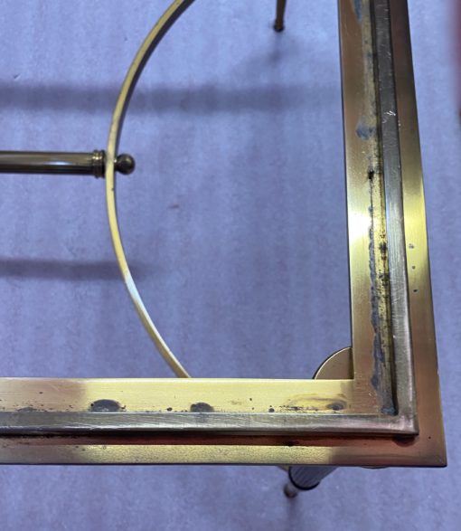 1950/70′ Paire de Bouts de Canapés Bronze , Plateau Verre Fumé  Maison Charles 65 X 65 cm – Image 11