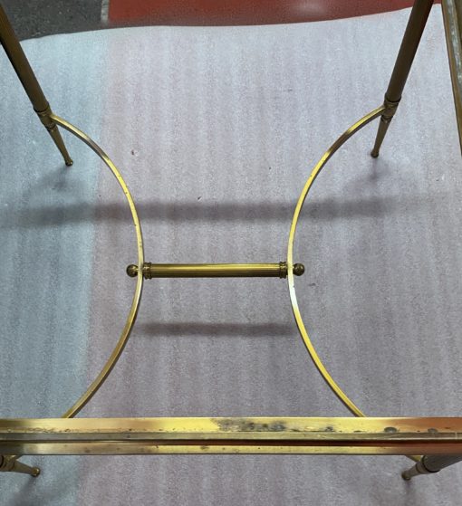 1950/70′ Paire de Bouts de Canapés Bronze , Plateau Verre Fumé  Maison Charles 65 X 65 cm – Image 10