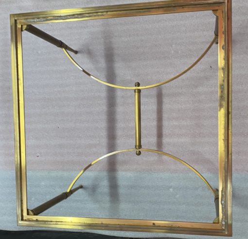 1950/70′ Paire de Bouts de Canapés Bronze , Plateau Verre Fumé  Maison Charles 65 X 65 cm – Image 9