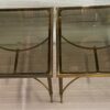 1950/70′ Paire de Bouts de Canapés Bronze , Plateau Verre Fumé  Maison Charles 65 X 65 cm
