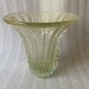 1970′ Murano Vase With Bubbles and Gold Inclusions, Opalescent Green Crystal, Signed Murano Toso H 33 cm