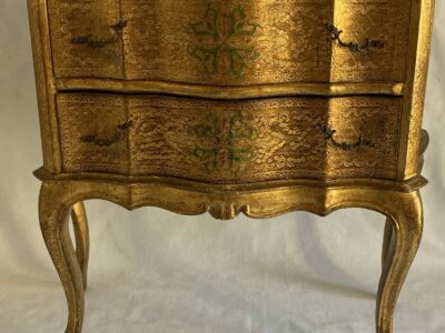 1970′ Crossbow Commode 2 Drawers Golden Wood Italian Renaissance Style 76 X 33 X H 71 cm HOLD
