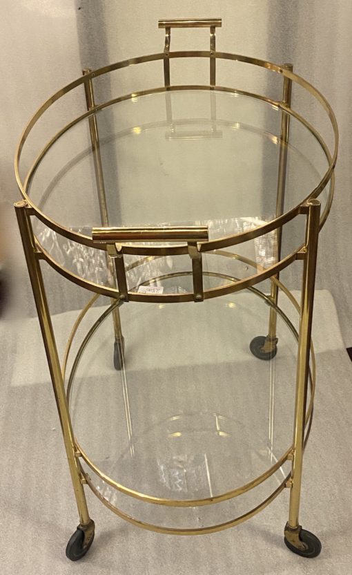 1970′ Bar Roulant Ovale en Bronze et Laiton Maison Baguès – Image 10
