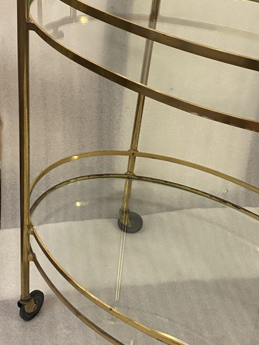 1970′ Bar Roulant Ovale en Bronze et Laiton Maison Baguès – Image 4