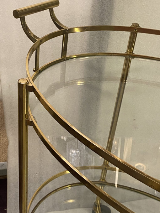 1970′ Bar Roulant Ovale en Bronze et Laiton Maison Baguès – Image 3