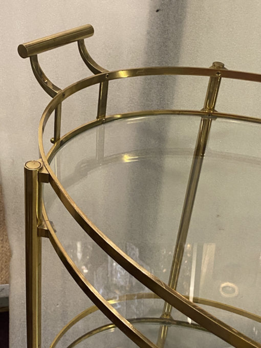 1970′ Bar Roulant Ovale en Bronze et Laiton Maison Baguès – Image 2