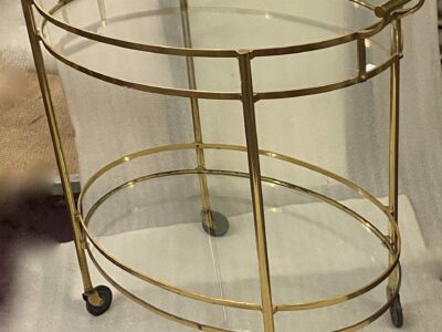 1970′ Oval Rolling Bar in Bronze and Brass Maison Baguès
