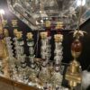1940′ Pair of Reassembled Glass Lamps With Old Elements, H 40 cm Shoulders Green Color - Image 7