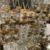 1940′ Pair of Reassembled Glass Lamps With Old Elements, H 40 cm Shoulders Green Color - Image 6